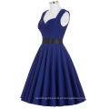 Atacado Grace Karin sem mangas Sweetheart V-Back High Stretchy azul retro estilo vintage vestido de festa CL008948-4